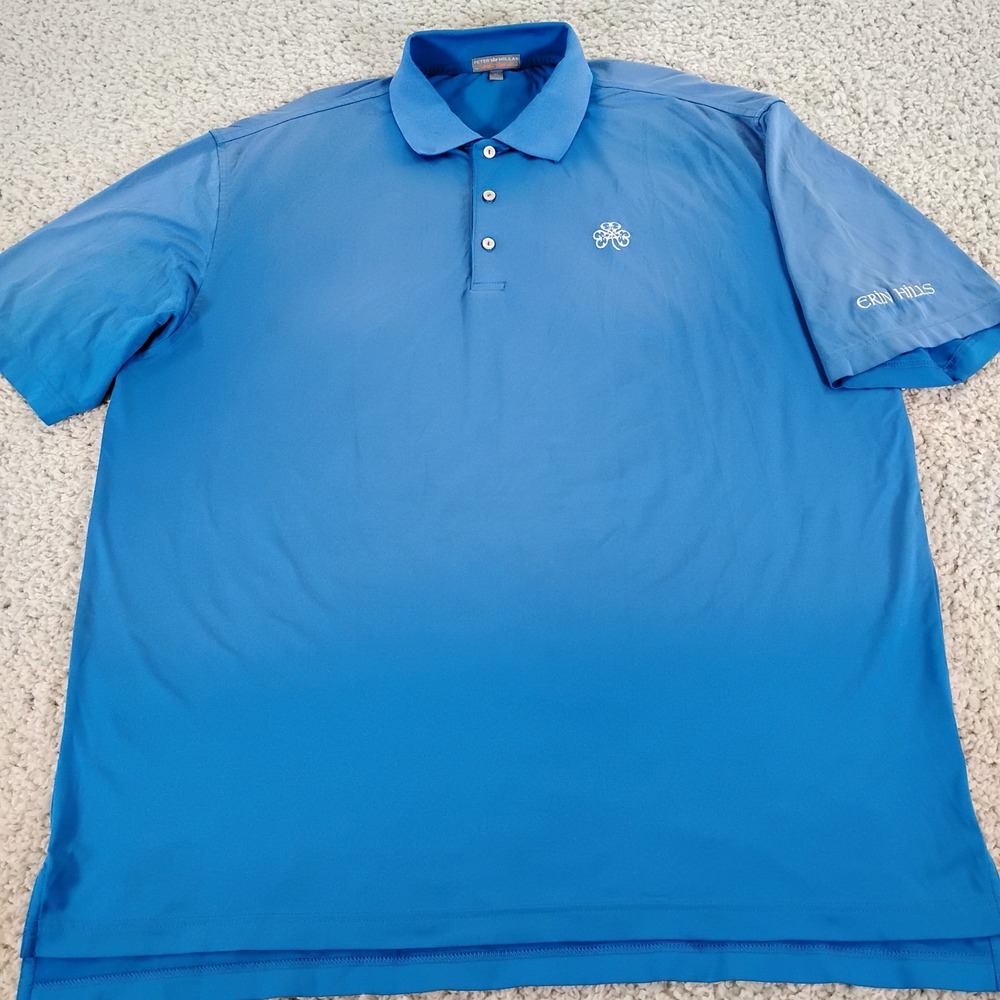 Peter Millar Shirt Mens XL Blue Summer Comfort Polo Golf Erin Hills Performance
